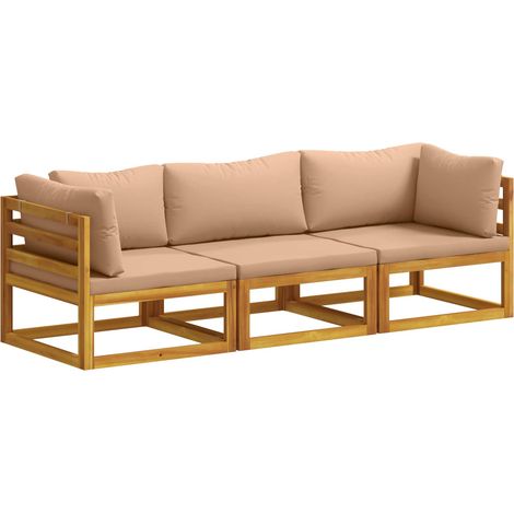 Sofa Set 3 pcs Natural Solid Acacia Wood vidaXL (1/5)