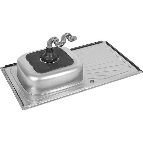 Lavello da cucina in acciaio inossidabileLavabo singolo con piastra + scarico90 × 50 × 15 cm (1/5)