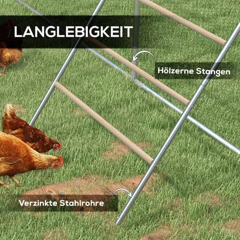 Perchoir pour poules, 4 barres, résistant aux intempéries, pour 4-6 poules, acier/bois (1/5)