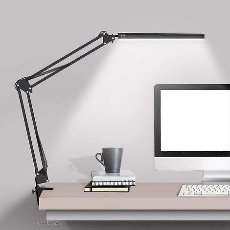 LED-Schreibtischlampe mit Klemme, verstellbare Schreibtischlampe mit Gelenkarm zum Schutz der Augen, 3 Farben