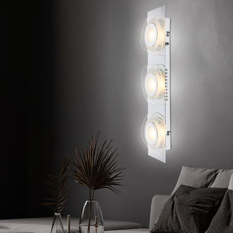 Applique murale Applique murale Lampe spot Lampe de couloir Spot Lampe de couloir Lampe de salon, 3 flammes, verre chrome satiné clair, 3x LED 3W 684Lm blanc chaud, LxPxH 46x14x5cm (1/4)
