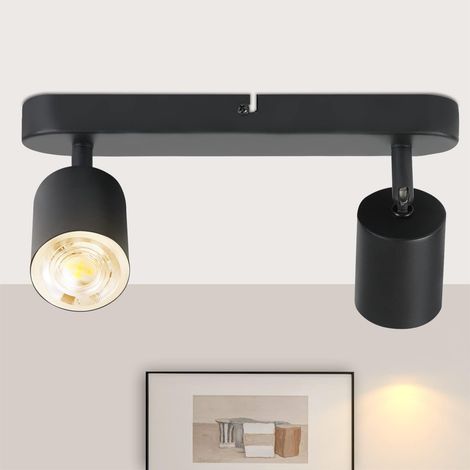 ZMH Plafonnier Salon Noir Spot de plafond Moderne - GU10 Plafonnier Max.25W Métal Spot de plafond Pivotant Design Spots pour couloir cage d'escalier chambre à coucher - Sans ampoule 2 flammes