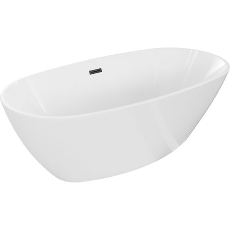 Mexen Eris baignoire autoportante 170 x 80 cm, blanche, trop-plein noir - 53441708000-70 (1/5)