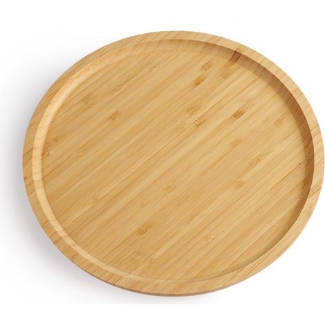 Plateau De Service En Bambou - Ronde - 20 cm 25 cm 30 cm - Pour Fruits Pizzas Apéritifs - 30x30x1,5 cm - 1 Pièce (1/5)