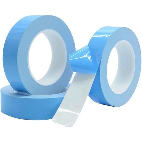 Ruban adhésif thermoconducteur double face de transfert, 25 m/rouleau, largeurs disponibles : 8 mm, 10 mm, 12 mm et 20 mm, pour circuits imprimés, bandes LED et dissipateurs thermiques. (1/3)
