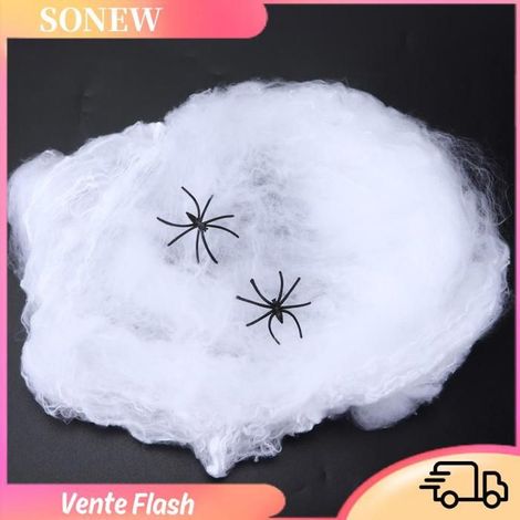 Sonew décor d'Halloween Toile d'araignée terrible et vive, 5 pièces, fournitures décoratives évolutives linge fleur-plante (1/5)