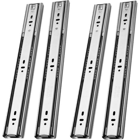 2 paires Glissières Soft-Close pour Tiroirs, Coulisse Tiroir avec Amortisseur, en Acier Inox, Extension Complète, 45cm (1/4)