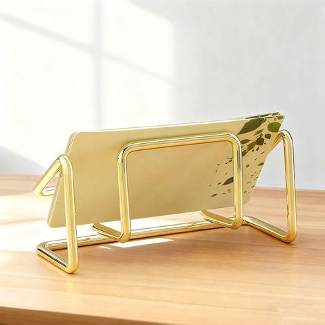 Set mit 2 Visitenkartenhaltern für den Schreibtisch, Metall-Aufsteller für Visitenkarten, geeignet für Büro und Zuhause (gold) (1/5)