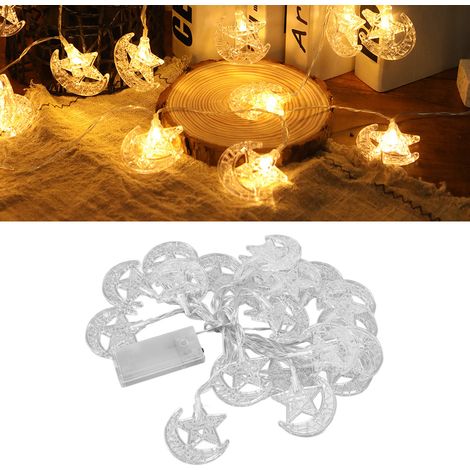 Guirlande lumineuse de 3,20 mètres de long pour le Ramadan, l'Aïd al-Fitr, château, lune, étoile à cinq branches et guirlandes décoratives en forme de lune pour l'Aïd al-Adha. (1/5)