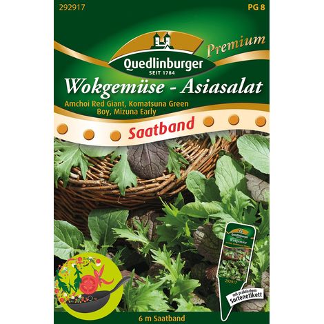 Quedlinburger Saatgut – Mélange de légumes asiatiques pour wok – Graines de légumes, ruban de semis de 6 m (1/2)