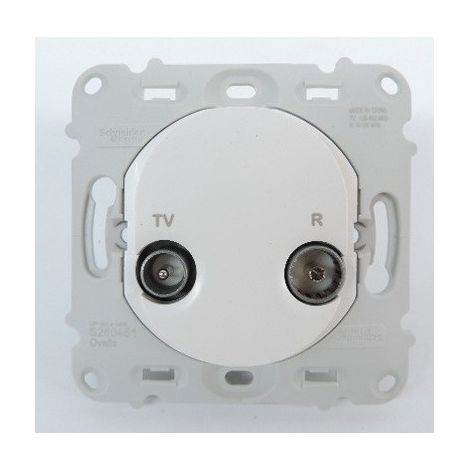 Prise TV-FM 1 entrée blanc RAL 9003 sans plaque de finition fixation par vis Ovalis SCHNEIDER S260451