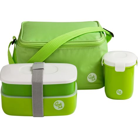 Interiors by Premier Organized Green 3PC Lunch Box, Leak Proof Tiffin Box, Comfortable Packed Lunch Box, Portable Lunch Container (1/5)