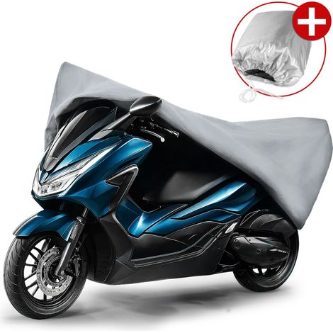 Premium Motorrad Abdeckplane XL, Motorrad Abdeckplane aus robustem PVC, Motorrad-Garage wasserdicht - 255x110x135 cm grau (1/5)