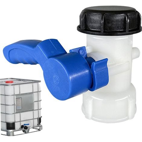 Robinet de cuve IBC Robinet de Sortie IBC 62 mm raccords vanne pour conteneur Adaptateur vidange pièces détachées raccord Jardin Tuyau récupération d'eau Pluie (1/5)
