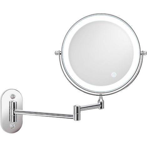 Grossissement LED pour miroir mural de 8 '', rechargeable par USB avec 1X/7X, Blanc (1/3)