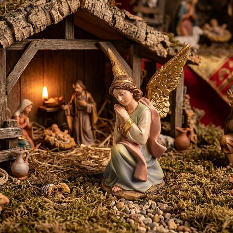 Angelo per Presepe da 15  x  12,5 cm statua con Ali Dorate (1/3)