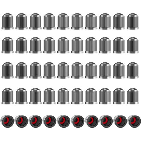 Lot de 50 bouchons de valve de pneu de voiture, avec joint, bouchons de valve de pneu de voiture, pression des pneus stable, pour voiture, SUV, moto (gris) (1/5)