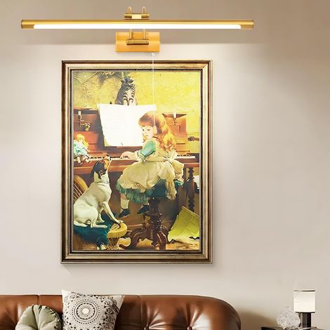 Applique Murale LED Miroir Salle de Bain 60 cm 12 W 3000K Couleur Laiton Interrupteur Bras Réglable IP44 Pour Tableaux et Vitrines Lampe de Lecture (1/5)