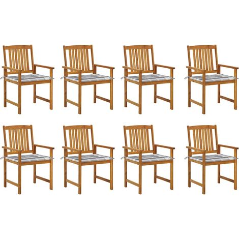 Lot de 8 Chaises de jardin avec coussins - Chaises d'extérieur pour terrasse/jardin Bois d'acacia solide BV178245 - BonneVie (1/5)