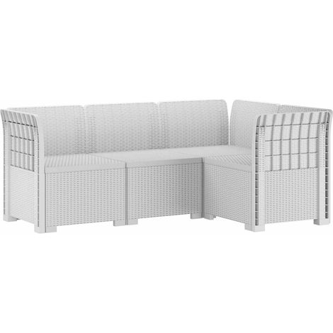 Canapé de jardin 4 places aspect rotin PP Blanc vidaXL (1/4)