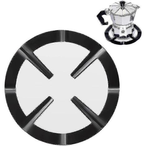 Support en acier pour cafetière italienne (Moka) compatible avec les cuisinières à gaz, réducteur de brûleur en métal, anneau de réduction pour cafetière (1 pièce), noir (1/3)