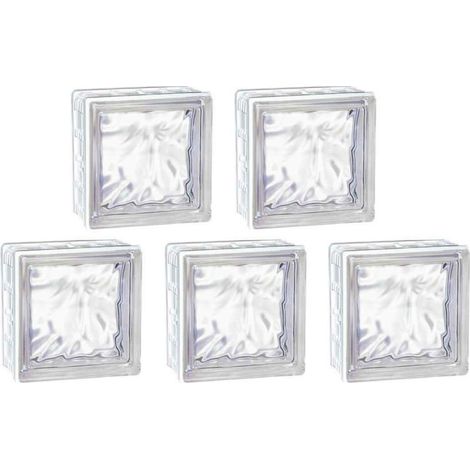 Lot 5 Briques de Verre LA ROCHÈRE Cubiver2 Nuagé Incolore pour Paroi de Douche 19,6x19,6x8cm - 60007JC