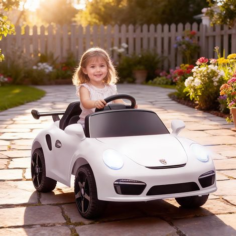 RUF CTR 3 Clubsport Auto elettrica per bambini con licenza ufficiale, telecomando, doppio motore, ruote ausiliarie, bianca