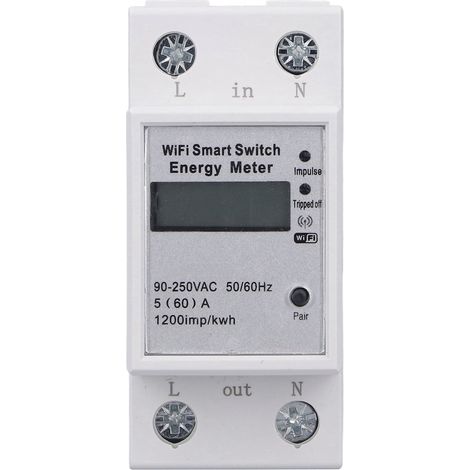 Compteur intelligent WIFI avec écran LCD, graffiti domestique, 1 phase, 2 poussoirs, type rail DIN, ZMAI-90, AC90-250V. (1/5)
