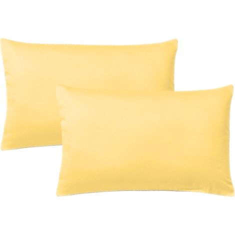 KLULK Set 2 Federe Per Cuscini Per Bambini 40x60 Cm,In Puro Cotone 100% Fibra Naturale In Tinta Unita Giallino, Made In Italy