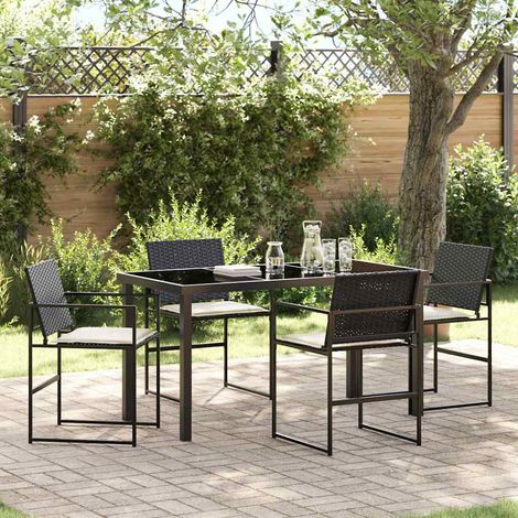 vidaXL Set da Pranzo per Giardino 5 pcs Nero Poly Rattan (1/5)
