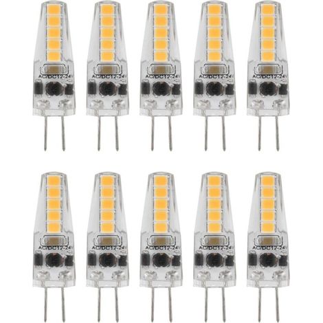 10pcs Ampoules LED G4, 2W 3000K AC 12-24V Ampoules à Intensité Variable pour Lustre Plafonnier Lampe de Table Blanc Chaud (1/5)