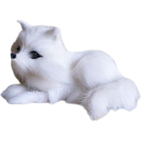 Decoración animal, figura realista de zorro – Zorro de peluche decorativo – Para uso interior y exterior, hogar y jardín – Colección de lujo en blanco/marrón (1/3)