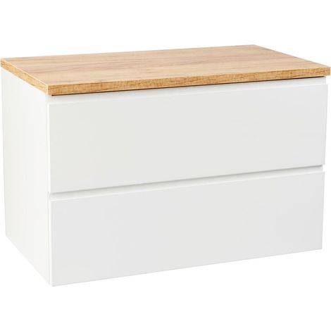 Mobiletto da bagno 60x50 cm, sospeso, bianco lucido, con piano Modus (1/5)