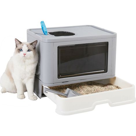BingoPaw Cat Litter Tray Large Hooded Box With Seamless Filter Tray Grooming Brush Set (1/5)