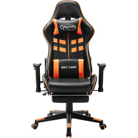 Maison Exclusive - Chaise de jeu avec repose-pied Noir et orange Cuir artificiel