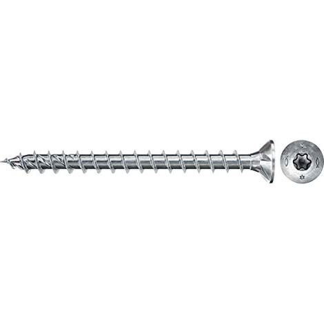 Scatola da 200 viti in legno PowerFast II FPF II CTF testa svasata FISCHER impronta TX - zincata bianca - filetto completo (1/4)