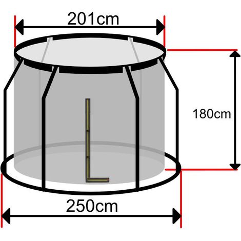 Filet Trampoline 250 sur Anneau Intérieur Hauteur 180 (1/4)