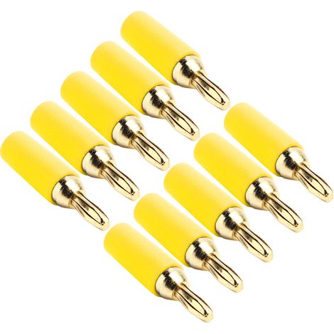 Kit de 10 connecteurs mâles à souder, fiches bananes 2,5 mm, en laiton plaqué or, couleur jaune (1/5)