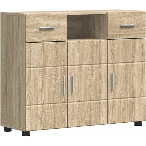 Buffet,Bahut,Meuble de Rangement Chêne sonoma 88.5 x 30.5 x 73 cm Bois d'ingénierie CFW48113 (1/5)