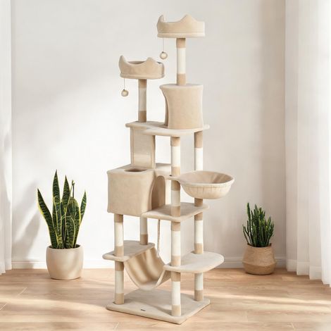 Arbre à chat beige en aglomerado de Madera 60 x 50 x 206 cm (1/5)