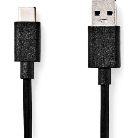 Cable usb usb 32 generacion 1 usb a macho usb c macho 60w 5 gbps niquelado 100m redondo pvc negro caja