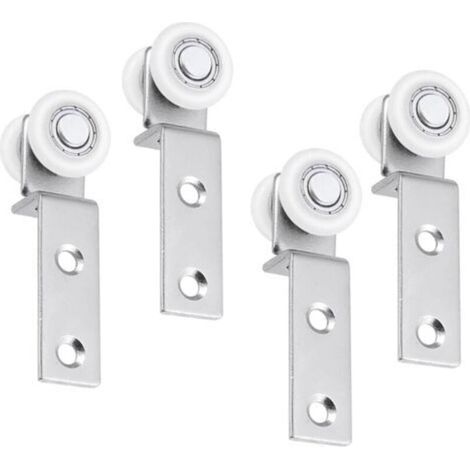 4 Pièces 20 mm Roulettes Porte Coulissante, Bloc de Poulie de Roulement En Métal de Tuyau de Courbure, Roulette Placard avec Deux Roues en Plastique pour Armoire