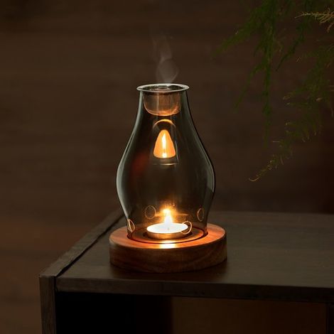 Bruciatore di incenso Zen retrò, antivento, ignifugo e ad alta trasparenza, per lumini in vetro, ideale per caffè, sala da pranzo o sala da tè. (1/4)