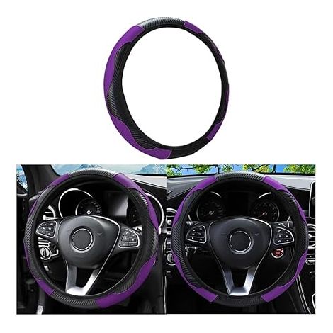 SHINING HOUSE Couvre Volant Voiture, Housse Volant Voiture en Cuir Microfibre, Antidérapante, Respirante, élastique, 37-38cm, Protection Volant Voiture en Couleurs Patchwork, Accessoires Intérieur Voi (1/4)