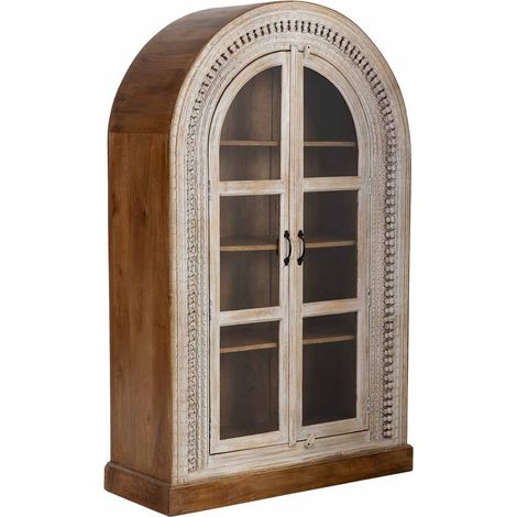Vitrina de madera artesanal blanca 112x41x181h cm