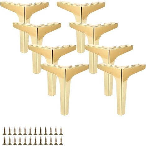 Lot de 8 pieds de meubles triangulaires en métal de 17 cm avec vis pour canapé, meubles et table basse (1/5)