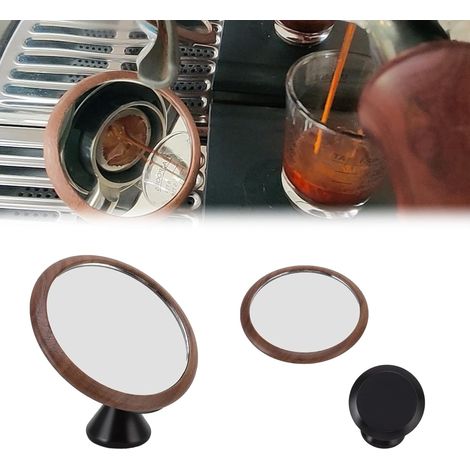 Miroir d'observation pour extraction de café avec base en noyer noir, rotation à 360°, miroir expresso réglable pour observer le débit du café (1/5)