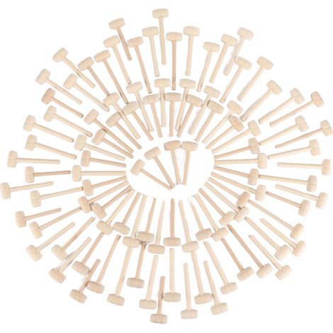 100 pièces Mini Maillets en Bois pour Chocolat, Marteaux Casse-Cœur Portables, Petit Maillet en Bois pour Enfants (1/5)