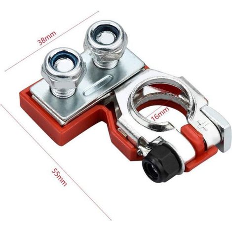 2pcs Pinces de Batterie de Voiture, Pinces de Poste de Batterie de Voiture, Bornes de Batterie pour Voiture avec Bornes + – Bornes (1/4)