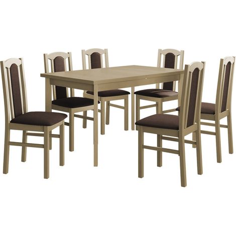 Salle à manger complète Victorville 313, Sonoma chêne, 78x80x140cm, Diamètre: 0, Nombre de places: 6, Style: Contemporary